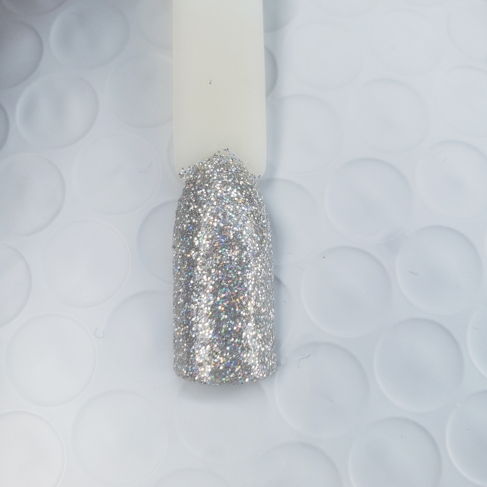 Silver Holographic Glitter Acrylic and Dip Powder.